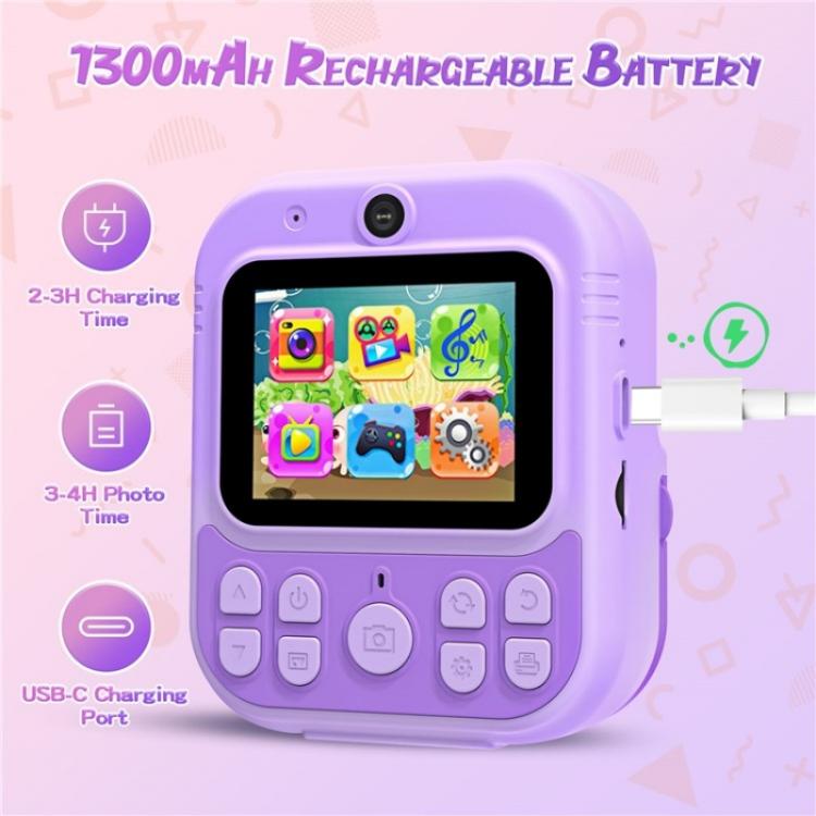 E8 2.4 Inch Screen Photo Printing Video Recorder Multifunctional Kids Dual Lens Camera(Purple) - free shipping - PMC TechLife - Order now!