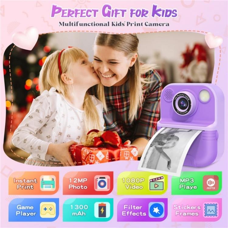 E8 2.4 Inch Screen Photo Printing Video Recorder Multifunctional Kids Dual Lens Camera(Purple) - free shipping - PMC TechLife - Order now!
