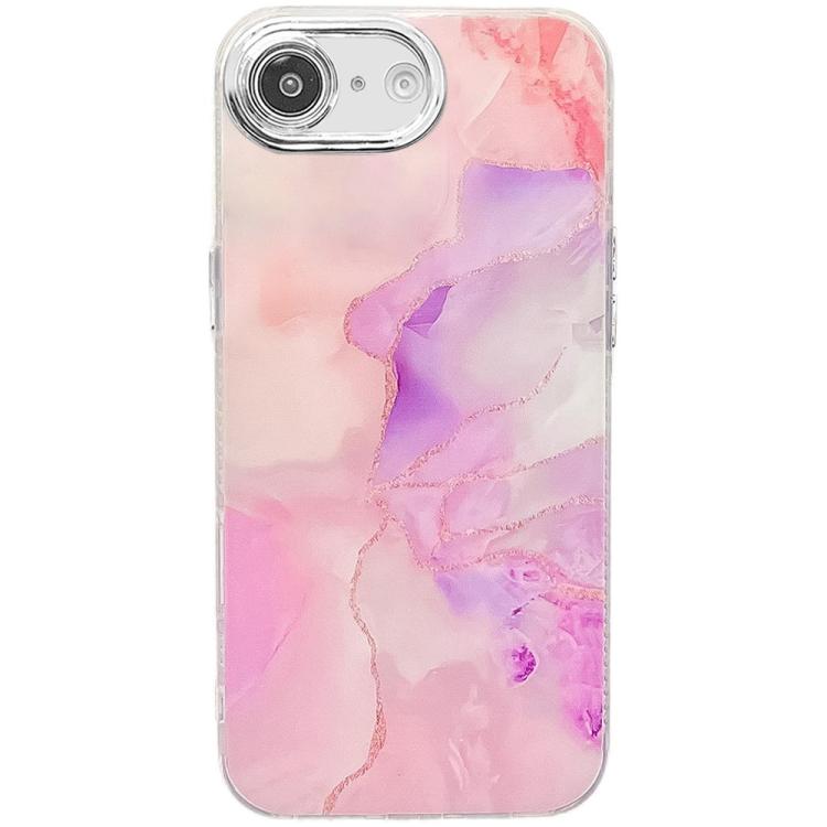 For iPhone 16e Electroplated Marble Texture Phone Case(Pink Purple M4) - iPhone 16e Cases by PMC TechLife | Online Shopping South Africa | PMC TechLife | Buy Now Pay Later Mobicred