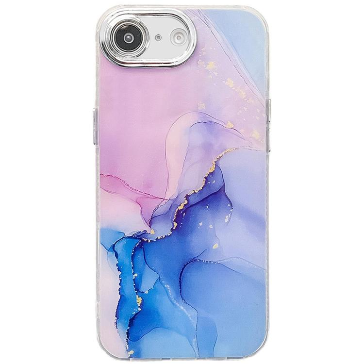 For iPhone 16e Electroplated Marble Texture Phone Case(Purple Blue M18) - iPhone 16e Cases by PMC TechLife | Online Shopping South Africa | PMC TechLife | Buy Now Pay Later Mobicred