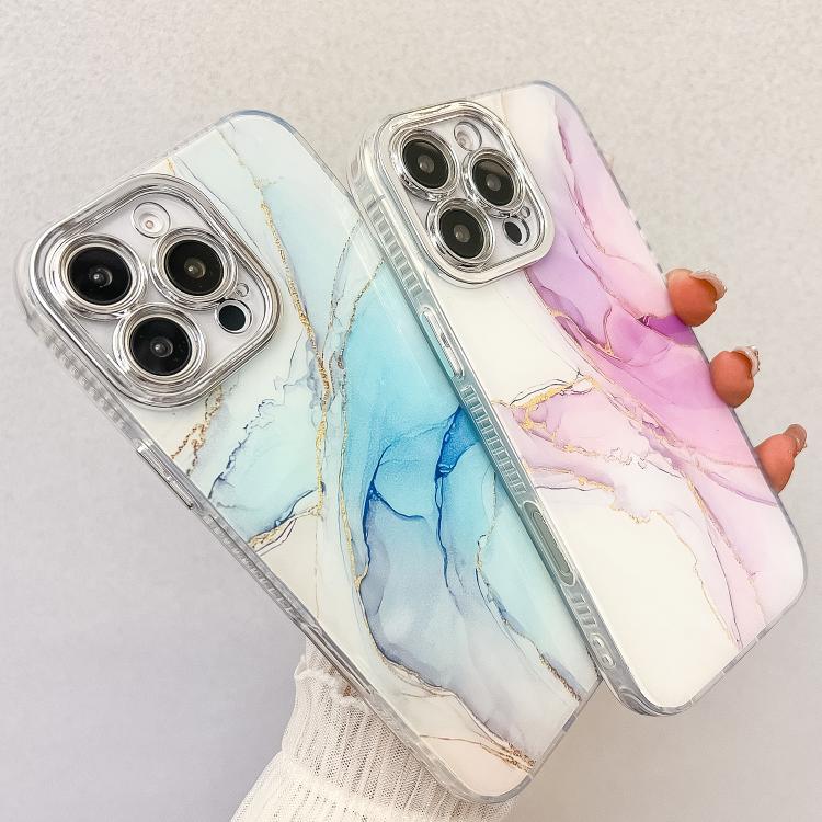 For iPhone 16e Electroplated Marble Texture Phone Case(White M8) - iPhone 16e Cases by PMC TechLife | Online Shopping South Africa | PMC TechLife | Buy Now Pay Later Mobicred
