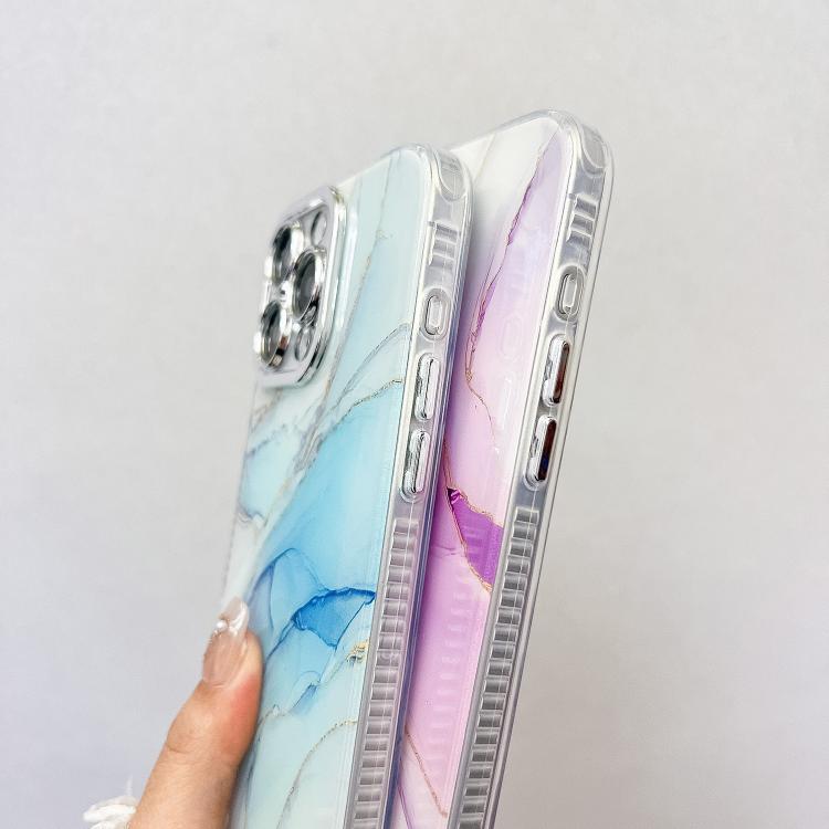 For iPhone 16e Electroplated Marble Texture Phone Case(Purple M3) - iPhone 16e Cases by PMC TechLife | Online Shopping South Africa | PMC TechLife | Buy Now Pay Later Mobicred