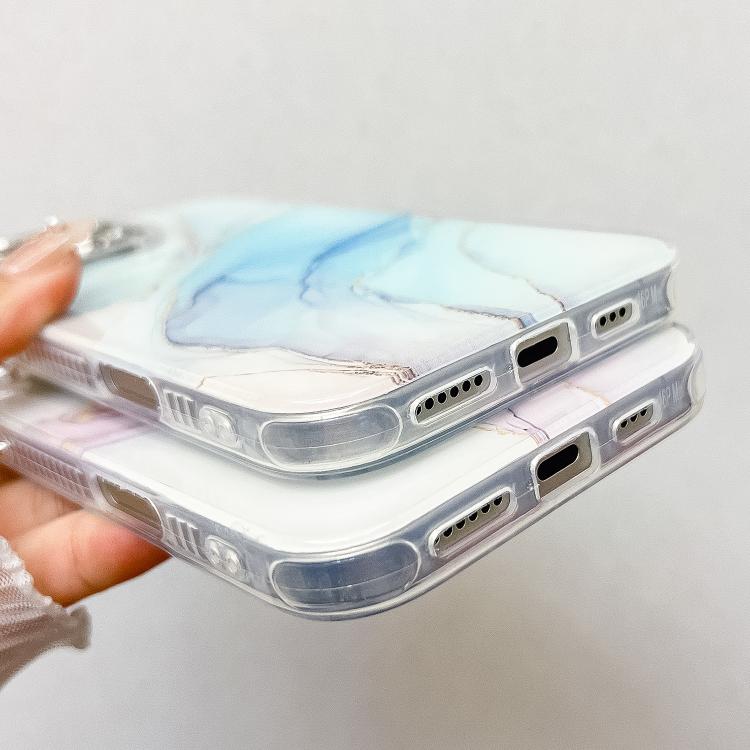 For iPhone 16e Electroplated Marble Texture Phone Case(Purple Blue M18) - iPhone 16e Cases by PMC TechLife | Online Shopping South Africa | PMC TechLife | Buy Now Pay Later Mobicred