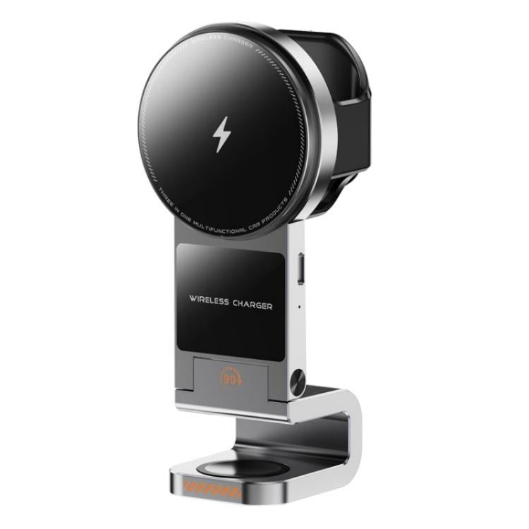 SD16 For Phone Watch Earphone Car Air Vent Phone Holder Magnetic 3 in 1 Wireless Charger(Grey) - Car Charger by PMC TechLife | Online Shopping South Africa | PMC TechLife | Buy Now Pay Later Mobicred