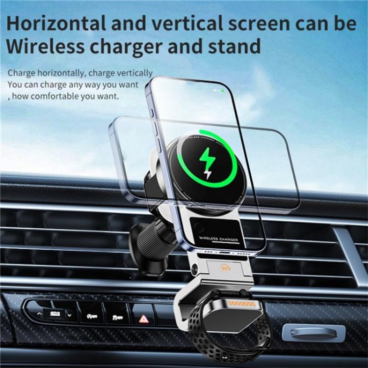 SD16 For Phone Watch Earphone Car Air Vent Phone Holder Magnetic 3 in 1 Wireless Charger(Grey) - Car Charger by PMC TechLife | Online Shopping South Africa | PMC TechLife | Buy Now Pay Later Mobicred