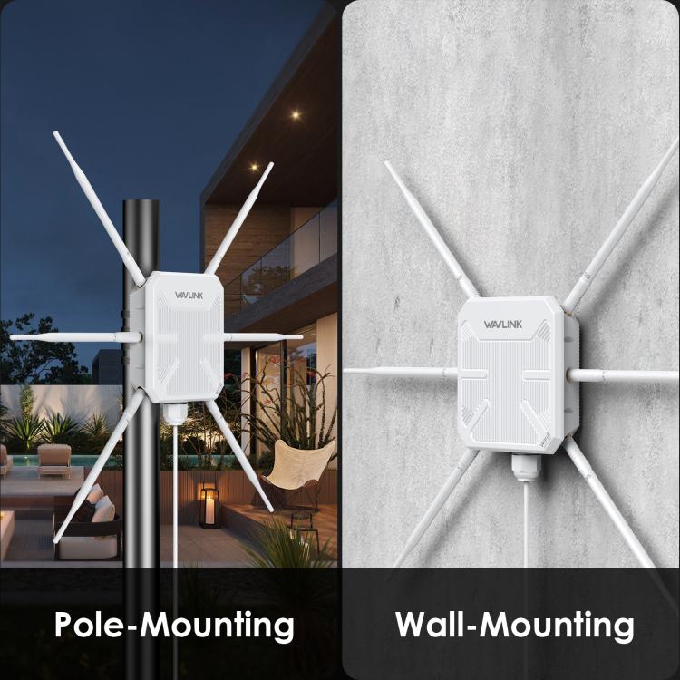 WAVLINK WN588HX3 AX3000 Outdoor WiFi Extender with 6 Antennas Dual Band WiFi Repeater, Plug:UK Plug - free shipping - PMC TechLife - Order now!
