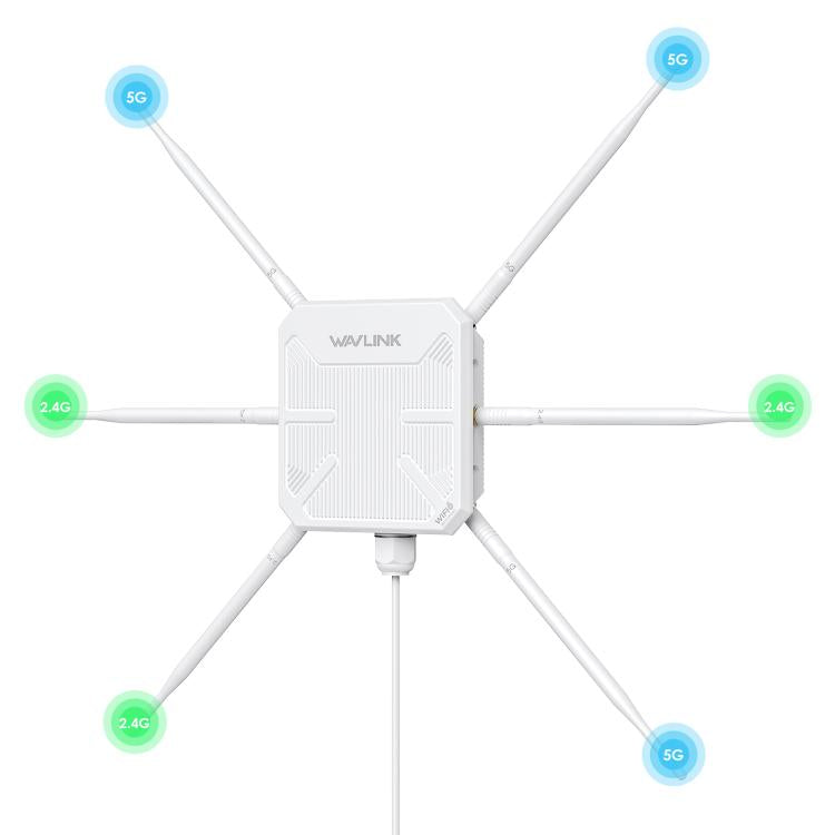 WAVLINK WN588HX3 AX3000 Outdoor WiFi Extender with 6 Antennas Dual Band WiFi Repeater, Plug:UK Plug - free shipping - PMC TechLife - Order now!