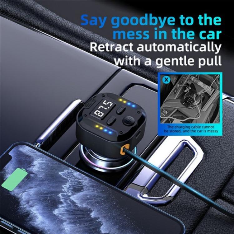 C69 PD 30W Fast Charger FM Transmitter Bluetooth Car Charger with Type-C Extendable Cable - Bluetooth Car Kits by PMc TechLife | Online Shopping South Africa | PMc TechLife | Buy Now Pay Later Mobicred