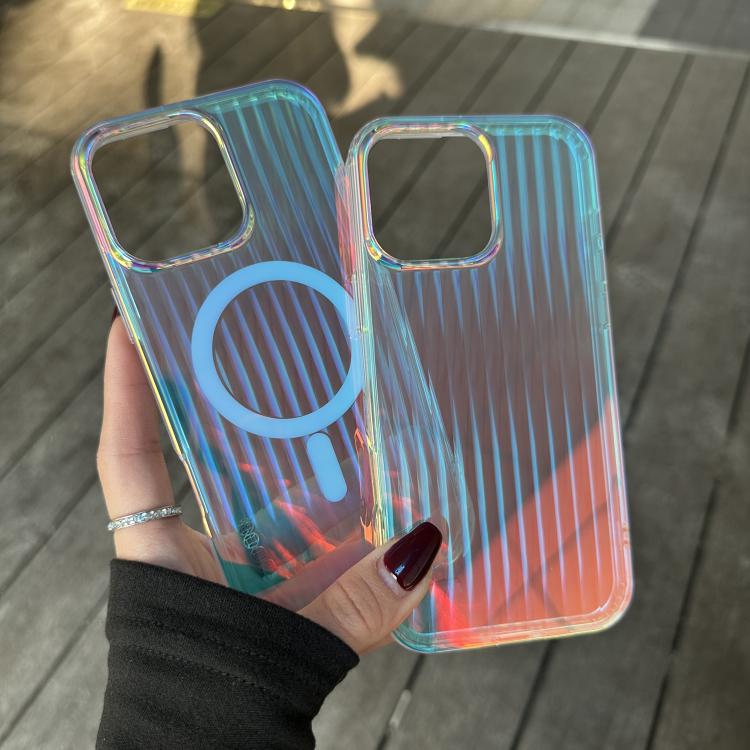 For iPhone 16e Laser Engraved Texture MagSafe Phone Case(Vertical Stripes) - iPhone 16e Cases by PMC TechLife | Online Shopping South Africa | PMC TechLife | Buy Now Pay Later Mobicred