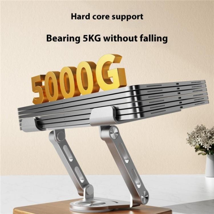 J27 Desktop Foldable Rotating Wooden Base Tablets Laptops Metal Cooling Holder(Silver) - Laptop Stand by PMC TechLife | Online Shopping South Africa | PMC TechLife | Buy Now Pay Later Mobicred