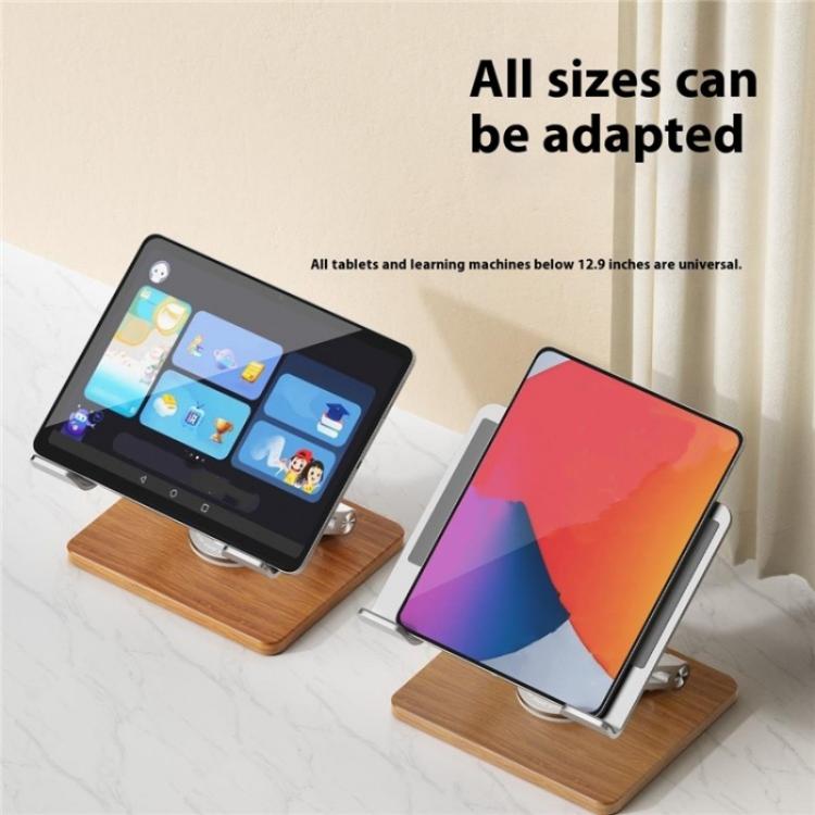 J27 Desktop Foldable Rotating Wooden Base Tablets Laptops Metal Cooling Holder(Grey) - Laptop Stand by PMC TechLife | Online Shopping South Africa | PMC TechLife | Buy Now Pay Later Mobicred