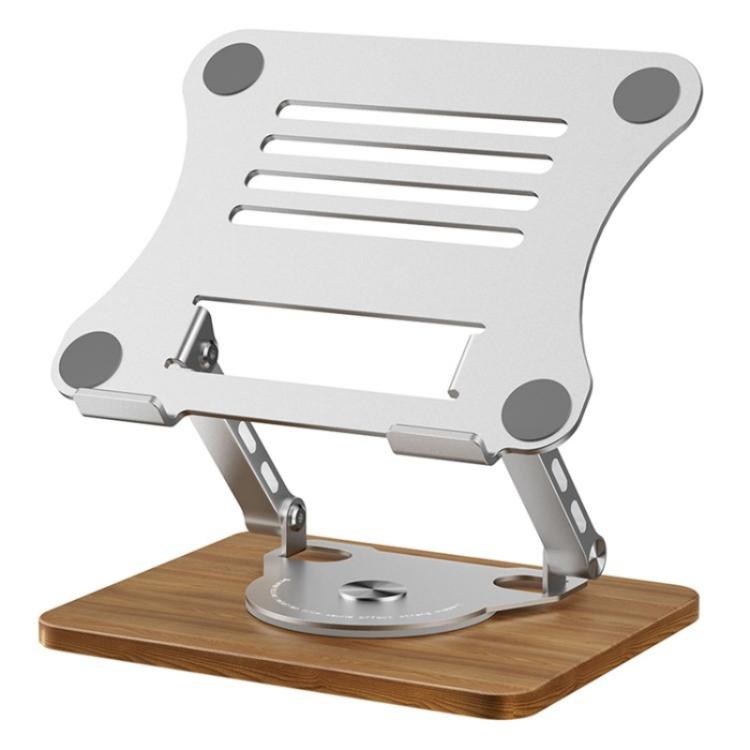 J31 Foldable 360-Degree Rotating Laptop Metal Wood Cooling Stand(Silver) - Laptop Stand by PMC TechLife | Online Shopping South Africa | PMC TechLife | Buy Now Pay Later Mobicred