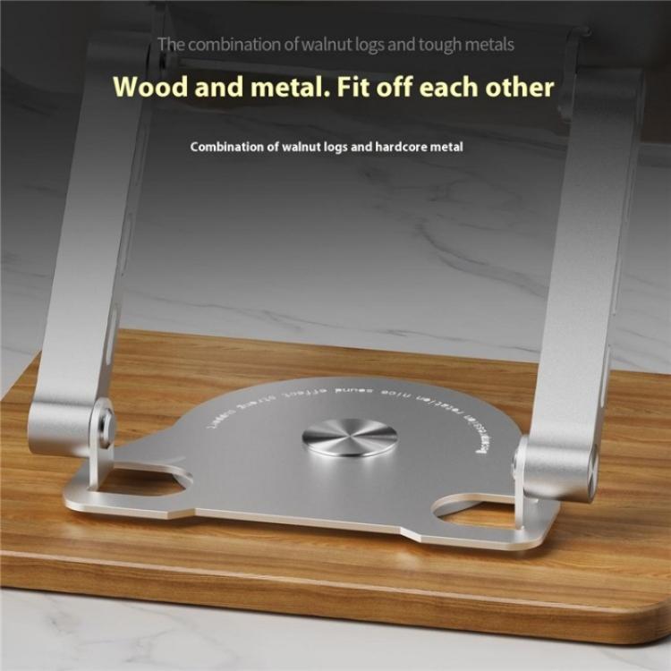 J31 Foldable 360-Degree Rotating Laptop Metal Wood Cooling Stand(Black) - Laptop Stand by PMC TechLife | Online Shopping South Africa | PMC TechLife | Buy Now Pay Later Mobicred