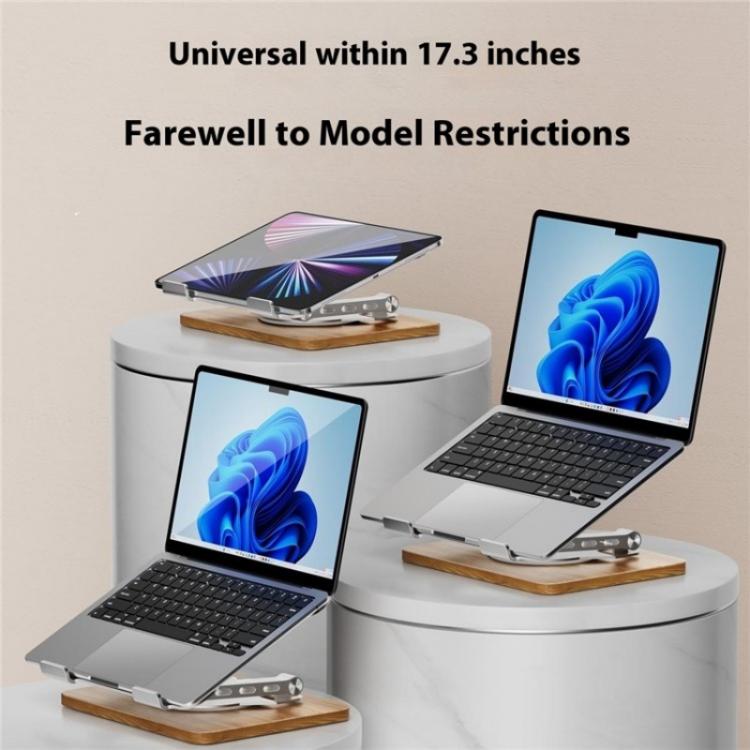 J31 Foldable 360-Degree Rotating Laptop Metal Wood Cooling Stand(Silver) - Laptop Stand by PMC TechLife | Online Shopping South Africa | PMC TechLife | Buy Now Pay Later Mobicred