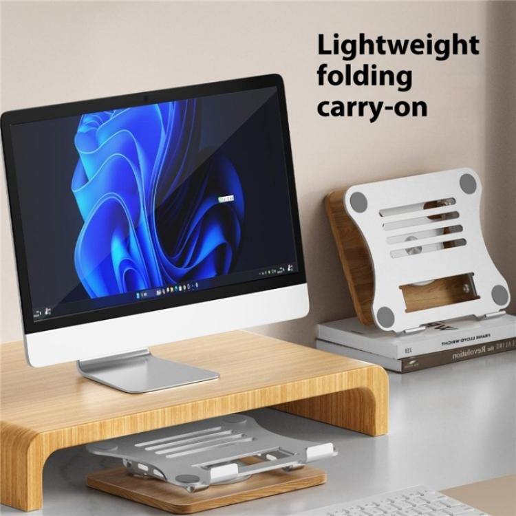J31 Foldable 360-Degree Rotating Laptop Metal Wood Cooling Stand(Silver) - Laptop Stand by PMC TechLife | Online Shopping South Africa | PMC TechLife | Buy Now Pay Later Mobicred