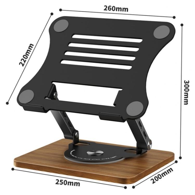 J31 Foldable 360-Degree Rotating Laptop Metal Wood Cooling Stand(Black) - Laptop Stand by PMC TechLife | Online Shopping South Africa | PMC TechLife | Buy Now Pay Later Mobicred