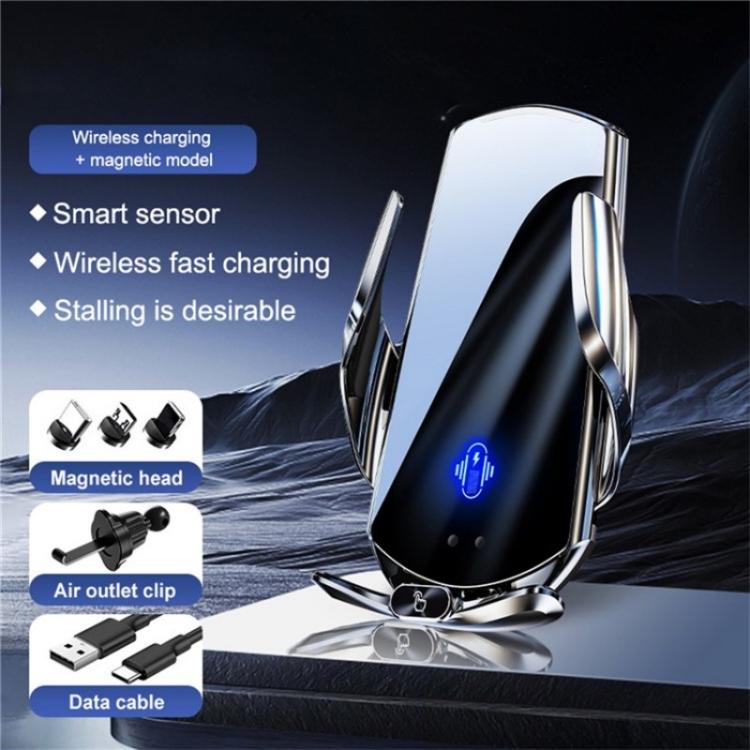 Q15 Car Vehicle Navigation Phone Holder Car Air Vent Mount Magnetic Wireless Charging Stand(Silver) - Wireless Charging Pads by PMc TechLife | Online Shopping South Africa | PMc TechLife | Buy Now Pay Later Mobicred