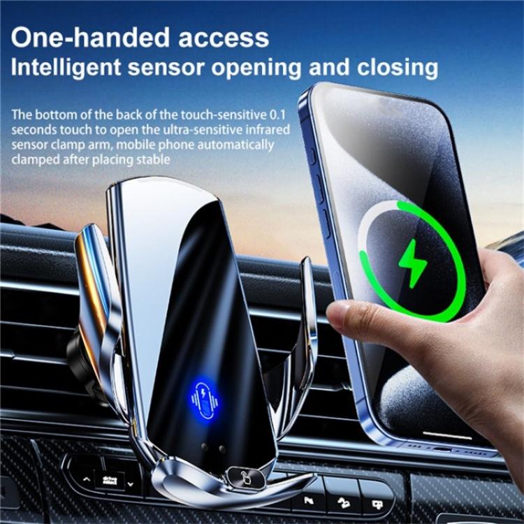 Q15 Car Vehicle Navigation Phone Holder Car Air Vent Mount Magnetic Wireless Charging Stand(Silver) - Wireless Charging Pads by PMc TechLife | Online Shopping South Africa | PMc TechLife | Buy Now Pay Later Mobicred