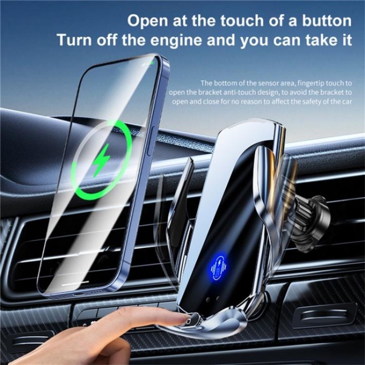 Q15 Car Vehicle Navigation Phone Holder Car Air Vent Mount Magnetic Wireless Charging Stand(Silver) - Wireless Charging Pads by PMc TechLife | Online Shopping South Africa | PMc TechLife | Buy Now Pay Later Mobicred
