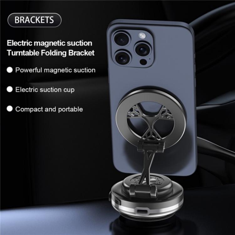 C6 Adjustable Folding Rotating Car Stand Vacuum Suction Cup Magnetic Phone Holder(Silver) - Wireless Charger Holders by PMc TechLife | Online Shopping South Africa | PMc TechLife | Buy Now Pay Later Mobicred