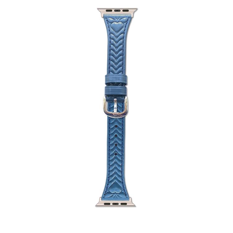 For Apple Watch 46mm / 49mm / 45mm / 44mm Heart-Shaped Embossed Leather Watch Band(Chrysanthemum Blue) - Watch Bands by PMC TechLife | Online Shopping South Africa | PMC TechLife | Buy Now Pay Later Mobicred