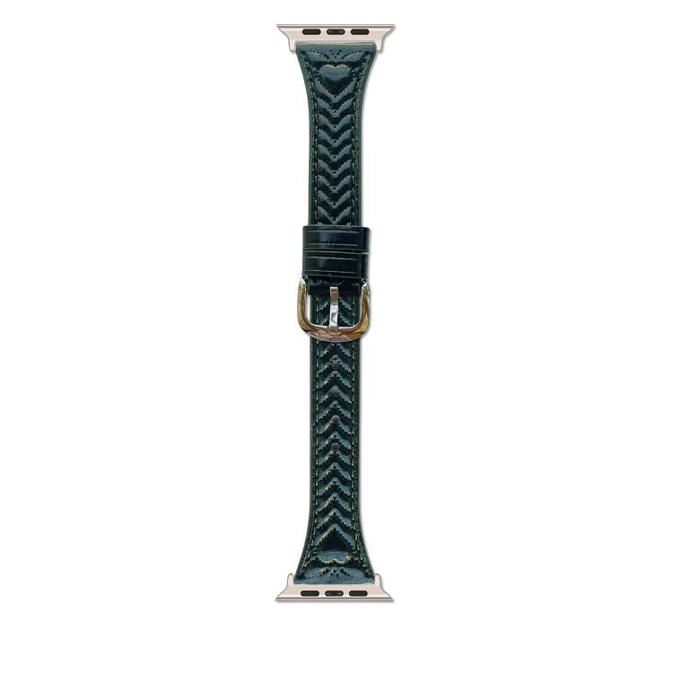 For Apple Watch 46mm / 49mm / 45mm / 44mm Heart-Shaped Embossed Leather Watch Band(Forest Green) - Watch Bands by PMC TechLife | Online Shopping South Africa | PMC TechLife | Buy Now Pay Later Mobicred