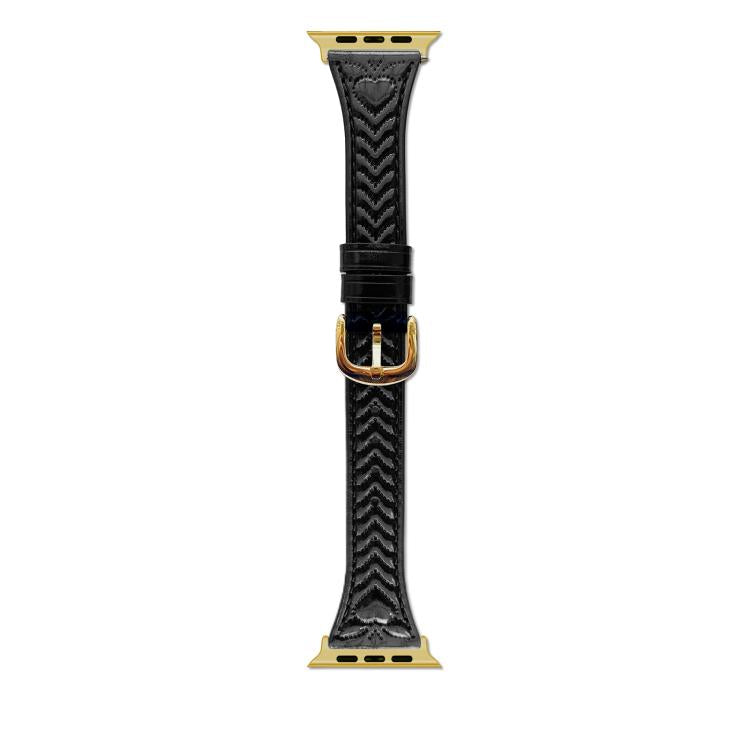 For Apple Watch 42mm / 41mm / 40mm / 38mm Heart-Shaped Embossed Leather Watch Band(Black) - Watch Bands by PMC TechLife | Online Shopping South Africa | PMC TechLife | Buy Now Pay Later Mobicred