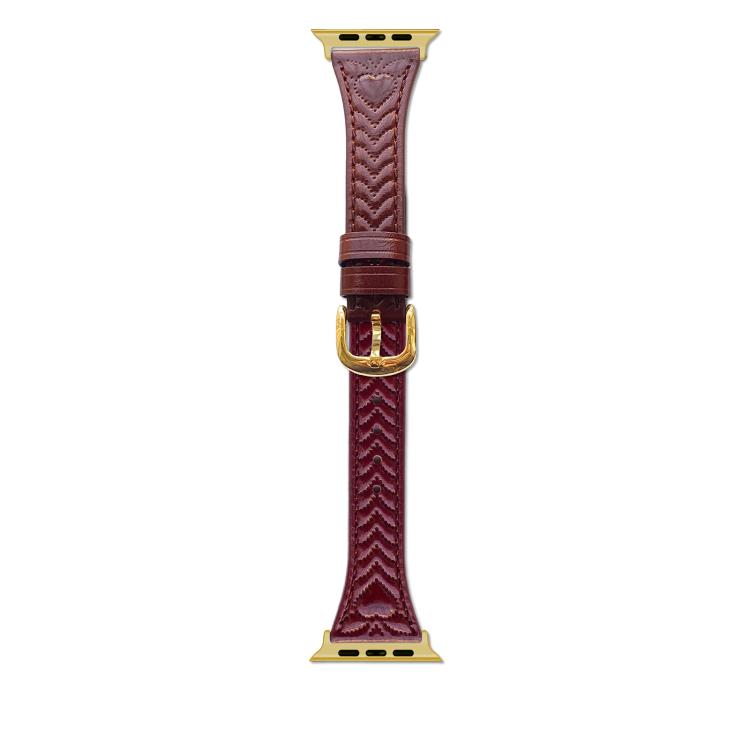 For Apple Watch 42mm / 41mm / 40mm / 38mm Heart-Shaped Embossed Leather Watch Band(Wine Red) - Watch Bands by PMC TechLife | Online Shopping South Africa | PMC TechLife | Buy Now Pay Later Mobicred