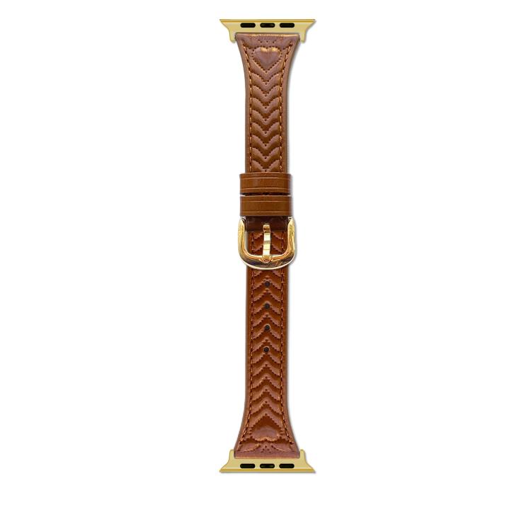 For Apple Watch 42mm / 41mm / 40mm / 38mm Heart-Shaped Embossed Leather Watch Band(Brown) - Watch Bands by PMC TechLife | Online Shopping South Africa | PMC TechLife | Buy Now Pay Later Mobicred