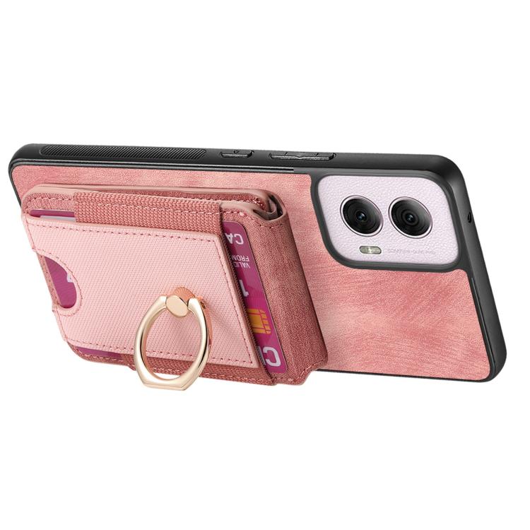 For Motorola Moto G Power 5G 2024 Retro Splitable Magnetic Stand Card Bag Leather Phone Case(Pink) - Motorola Cases by PMC TechLife | Online Shopping South Africa | PMC TechLife | Buy Now Pay Later Mobicred