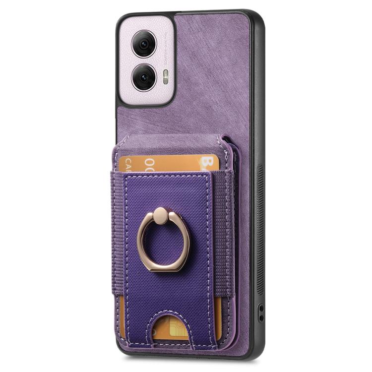 For Motorola Moto G Power 5G 2024 Retro Splitable Magnetic Stand Card Bag Leather Phone Case(Purple) - Motorola Cases by PMC TechLife | Online Shopping South Africa | PMC TechLife | Buy Now Pay Later Mobicred
