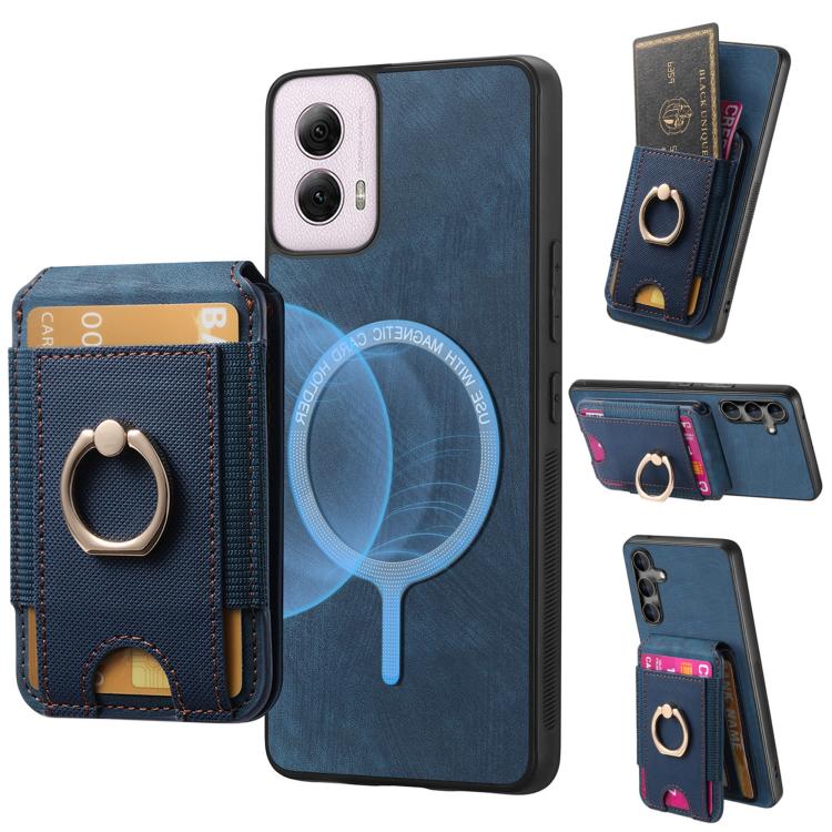 For Motorola Moto G Power 5G 2024 Retro Splitable Magnetic Stand Card Bag Leather Phone Case(Blue) - Motorola Cases by PMC TechLife | Online Shopping South Africa | PMC TechLife | Buy Now Pay Later Mobicred