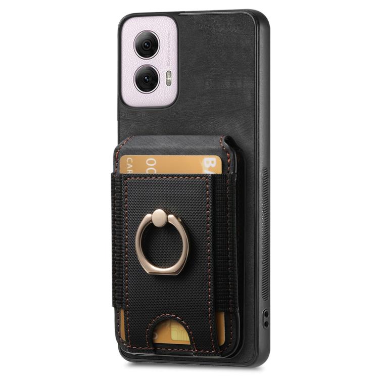 For Motorola Moto G Power 5G 2024 Retro Splitable Magnetic Stand Card Bag Leather Phone Case(Black) - Motorola Cases by PMC TechLife | Online Shopping South Africa | PMC TechLife | Buy Now Pay Later Mobicred