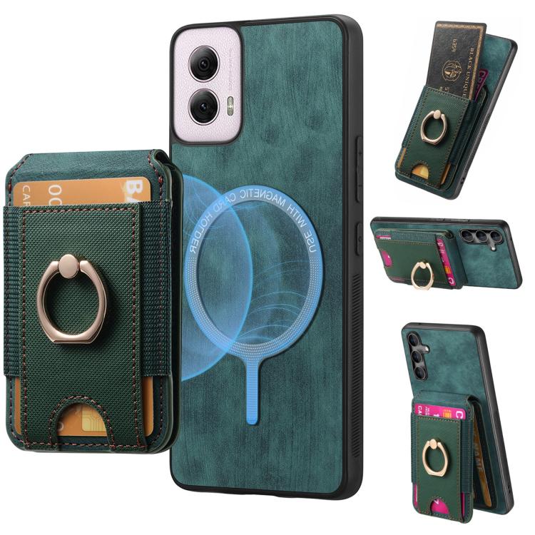 For Motorola Moto G Power 5G 2024 Retro Splitable Magnetic Stand Card Bag Leather Phone Case(Green) - Motorola Cases by PMC TechLife | Online Shopping South Africa | PMC TechLife | Buy Now Pay Later Mobicred