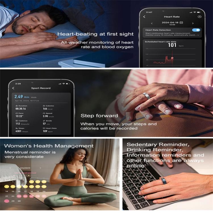 R10 SIZE 11 Smart Ring, Support Heart Rate / Blood Oxygen / Sleep / Multiple Sports Modes(Silver) - free shipping - PMC TechLife - Order now!