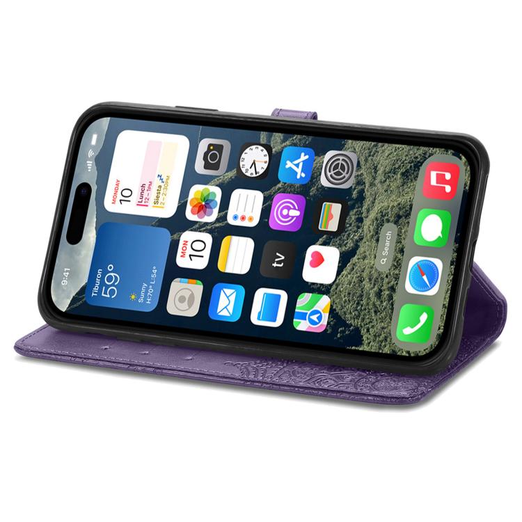 For iPhone 16e Mandala Flower Embossed Leather Phone Case(Purple) - iPhone 16e Cases by PMC TechLife | Online Shopping South Africa | PMC TechLife | Buy Now Pay Later Mobicred