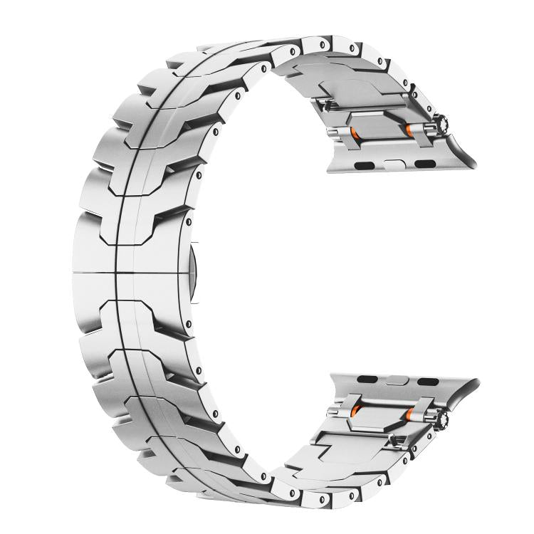 For Apple Watch 46mm / 49mm / 45mm / 44mm Stainless Steel Iron Man Butterfly Buckle Metal Watch Band(Silver) - free shipping - PMC TechLife - Order now!