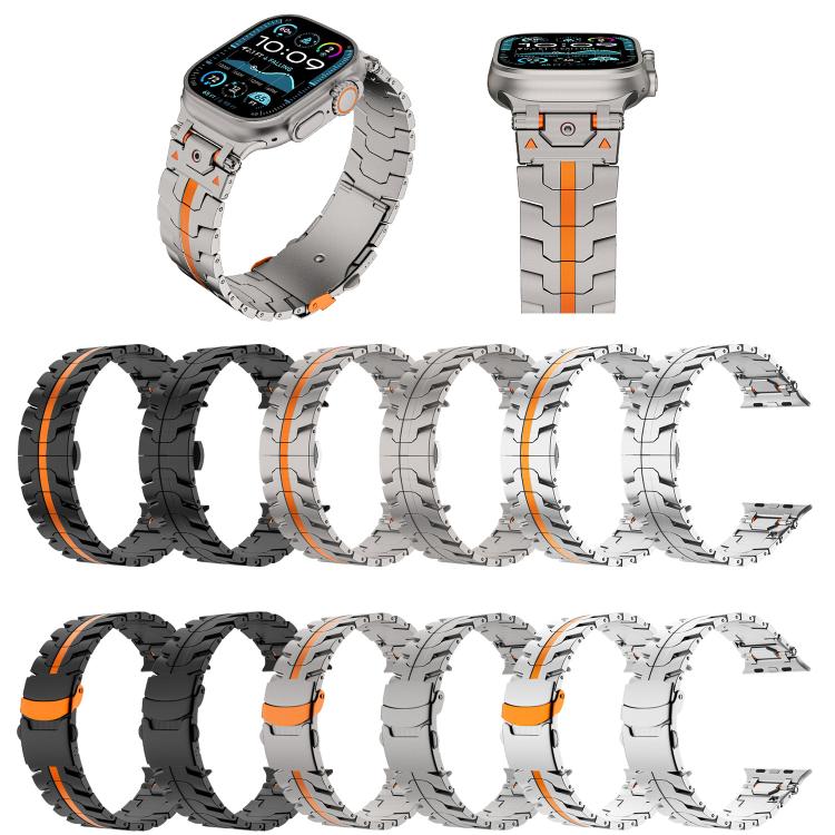 For Apple Watch 46mm / 49mm / 45mm / 44mm Stainless Steel Iron Man Butterfly Buckle Metal Watch Band(Black) - free shipping - PMC TechLife - Order now!