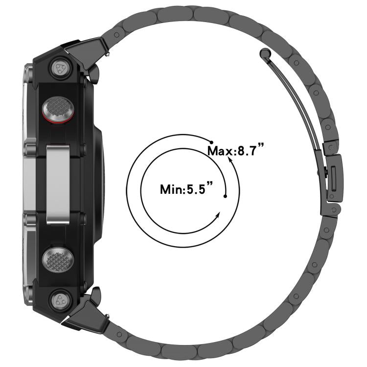 For Amazfit T-REX 3 Three Beads Stainless Steel Metal Watch Band(Silver) - free shipping - PMC TechLife - Order now!