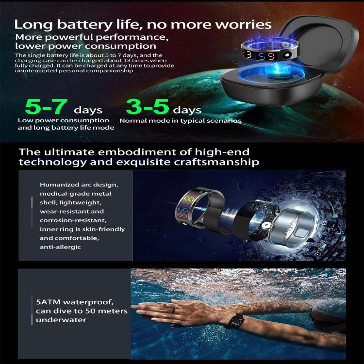 R12 SIZE 11 Smart Ring, Support Heart Rate / Blood Oxygen / Sleep / Multiple Sports Modes(Gold) - free shipping - PMC TechLife - Order now!