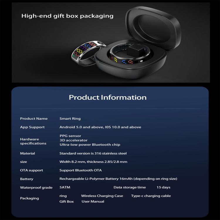 R12 SIZE 11 Smart Ring, Support Heart Rate / Blood Oxygen / Sleep / Multiple Sports Modes(Gold) - free shipping - PMC TechLife - Order now!