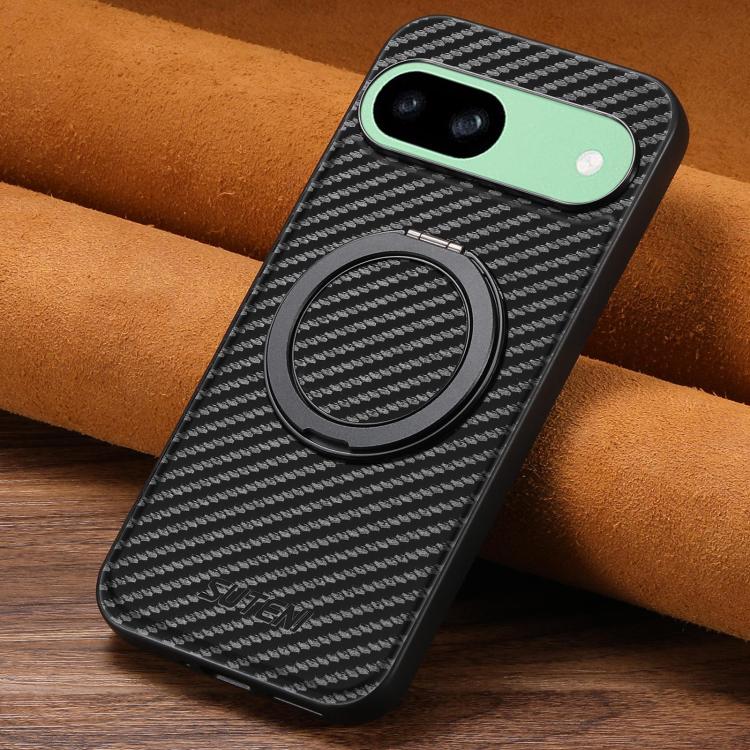For Google Pixel 8a Suteni G3 Carbon Fiber Leather 360 Rotation Holder MagSafe Phone Case(Black) - Google Cases by Suteni | Online Shopping South Africa | PMC TechLife | Buy Now Pay Later Mobicred