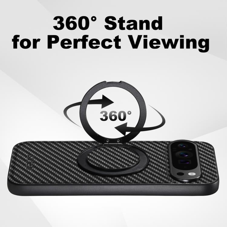 For Google Pixel 7 Suteni G3 Carbon Fiber Leather 360 Rotation Holder MagSafe Phone Case(Black) - Google Cases by Suteni | Online Shopping South Africa | PMC TechLife | Buy Now Pay Later Mobicred