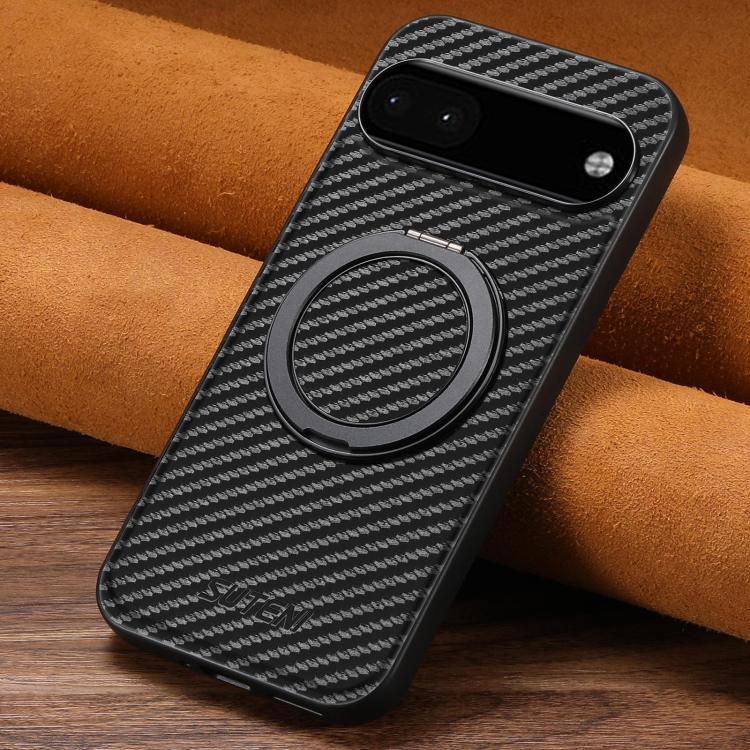 For Google Pixel 6a Suteni G3 Carbon Fiber Leather 360 Rotation Holder MagSafe Phone Case(Black) - free shipping - PMC TechLife - Order now!