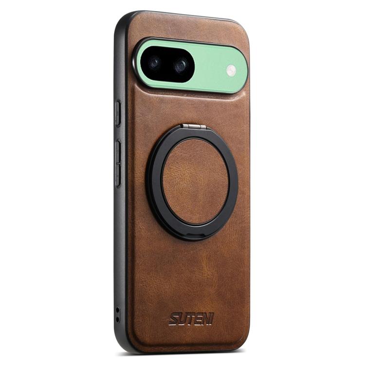 For Google Pixel 8a Suteni G3 Oil Wax 360 Rotation Holder MagSafe Back Phone Case(Brown) - Google Cases by Suteni | Online Shopping South Africa | PMC TechLife | Buy Now Pay Later Mobicred
