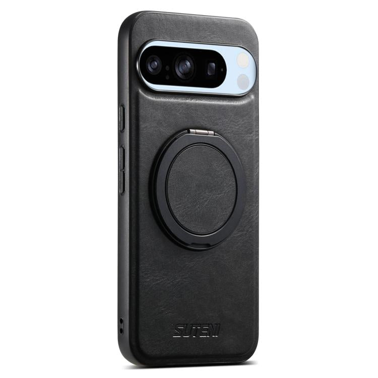 For Google Pixel 8 Pro Suteni G3 Suteni G3 Oil Wax 360 Rotation Holder MagSafe Back Phone Case(Black) - Google Cases by Suteni | Online Shopping South Africa | PMC TechLife | Buy Now Pay Later Mobicred