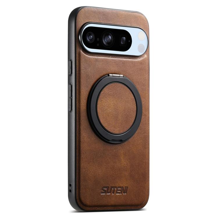 For Google Pixel 8 Pro Suteni G3 Suteni G3 Oil Wax 360 Rotation Holder MagSafe Back Phone Case(Brown) - Google Cases by Suteni | Online Shopping South Africa | PMC TechLife | Buy Now Pay Later Mobicred
