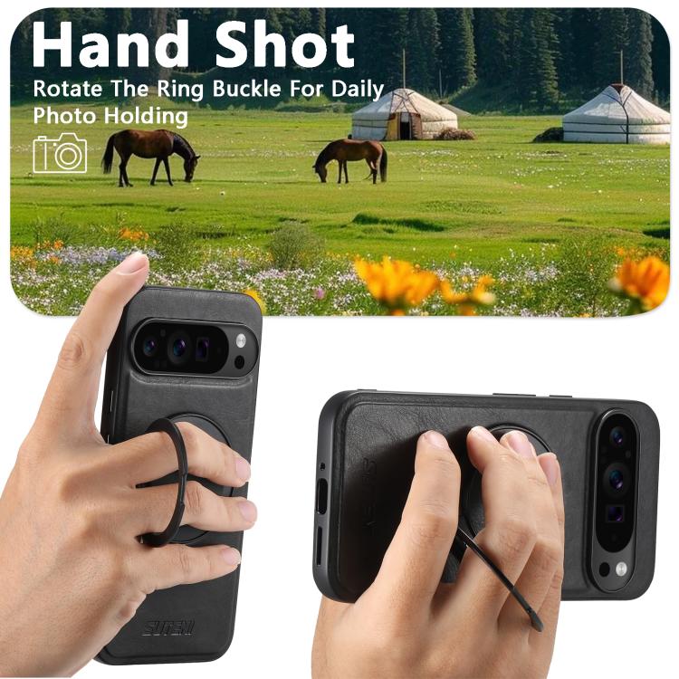 For Google Pixel 7a Suteni G3 Oil Wax 360 Rotation Holder MagSafe Back Phone Case(Black) - free shipping - PMC TechLife - Order now!