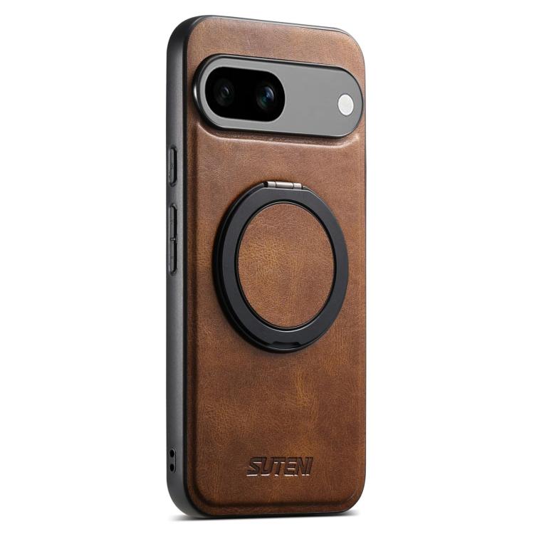 For Google Pixel 7a Suteni G3 Oil Wax 360 Rotation Holder MagSafe Back Phone Case(Brown) - Google Cases by Suteni | Online Shopping South Africa | PMC TechLife | Buy Now Pay Later Mobicred