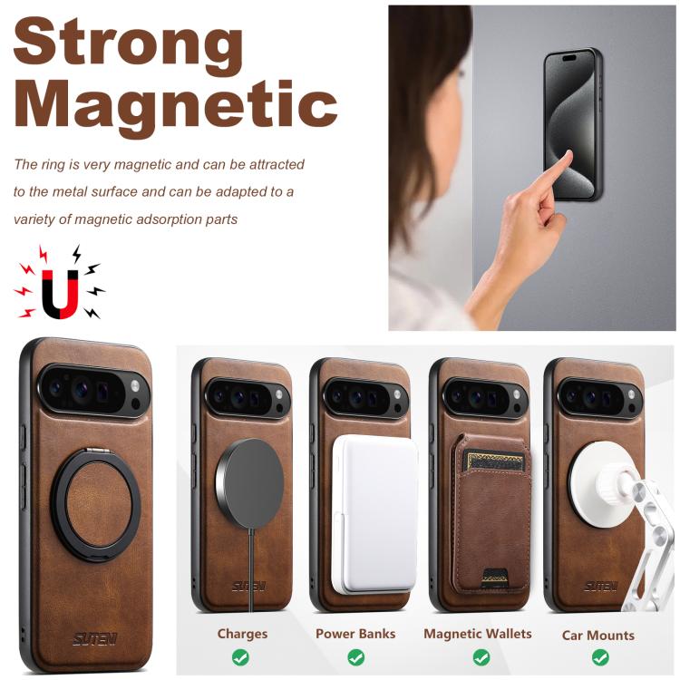 For Google Pixel 7 Pro Suteni G3 Oil Wax 360 Rotation Holder MagSafe Back Phone Case(Brown) - free shipping - PMC TechLife - Order now!